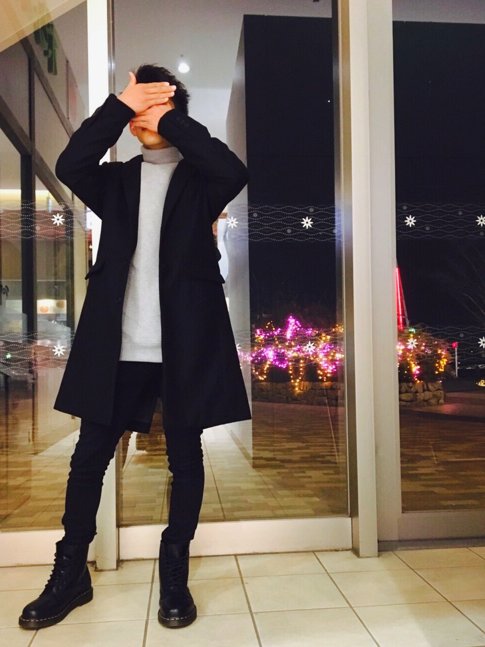 「Dr.Martens、Lui's」｜「Dr. MartensのDr.Martens / 1460 8EYEBOOT_mtn（ブーツ、ブラック系）」を使った、ちょろさん（メンズ・165cm）の冬コーディネートの1枚目の写真