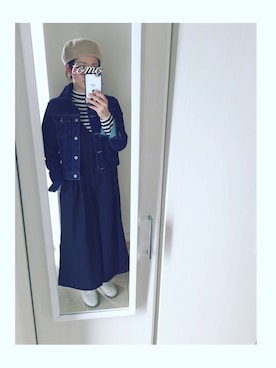 「UNIQLO（ユニクロ）のアイテム（デニムジャケット、ブルー系）」を使った、tomoさん（レディース・167cm）の冬コーディネート