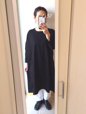 「Handmade（ハンドメイド）のアイテム（ワンピース、ブラック系）」を使った、tomoさん（レディース・167cm）の冬コーディネート