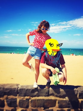 「VINTAGE（ヴィンテージ）のアイテム（チューブトップ）」を使った、Ena さん（レディース・155cm）の冬コーディネート