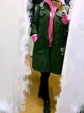 「ZARA（ザラ）のアイテム（ジャケット/アウター、グリーン系）」を使った、チョコさん（レディース）の秋コーディネート