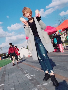 「Honeys（ハニーズ）のアイテム（ダウンジャケット/コート）」を使った、チョコさん（レディース・162cm）の秋コーディネート