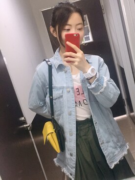 「UNIQLO（ユニクロ）のアイテム（スカート、グリーン系）」を使った、チョコさん（レディース）の春コーディネート