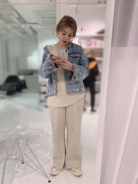 「STYLENANDA（スタイルナンダ）のアイテム（デニムジャケット）」を使った、MAYA SAKAIさん（レディース・162cm）の春コーディネート