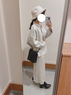 「WEGO（ウィゴー）のWEGO/リバーシブルファーボアバケットハット（ハット）」を使った、natsume.さん（レディース・154cm）の冬コーディネート