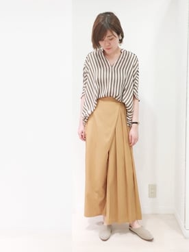 「スキッパーシャツ」｜OSMOSIS天王寺ミオ店さん（レディース・163cm）の春コーディネート