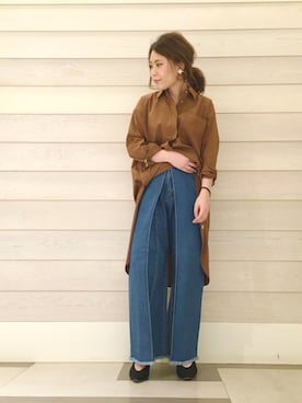 「OSMOSIS（オズモーシス）のアイテム（シャツワンピース）」を使った、OSMOSIS天王寺ミオ店さん（レディース・155cm）の春コーディネート