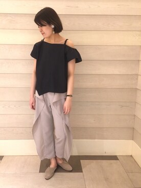 「ADAM ET ROPE'（アダムエロペ）のアイテム（イヤリング）」を使った、OSMOSIS天王寺ミオ店さん（レディース・163cm）の春コーディネート