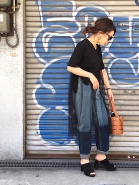 「ブリーチデニム」｜「アイテム（サンダル）」を使った、OSMOSIS天王寺ミオ店さん（レディース・155cm）の夏コーディネート