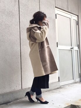 「OSMOSIS（オズモーシス）のアイテム（ムートンコート）」を使った、OSMOSIS天王寺ミオ店さん（レディース・155cm）の秋コーディネート