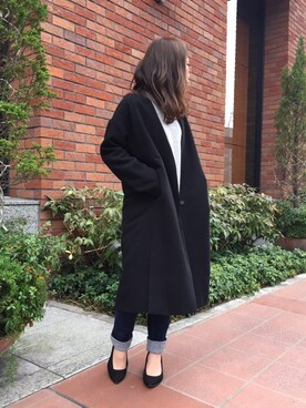 「OSMOSIS（オズモーシス）のアイテム（ノーカラージャケット）」を使った、OSMOSIS天王寺ミオ店さん（レディース・155cm）の冬コーディネート