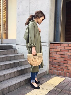 「OSMOSIS（オズモーシス）のアイテム（シャツワンピース）」を使った、OSMOSIS天王寺ミオ店さん（レディース・155cm）の春コーディネート