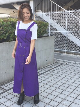 ジャンパースカートを使った「紫」の人気ファッションコーディネート