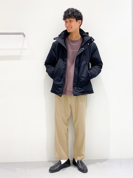 「LAKOLE（ラコレ）のアイテム（ダウンジャケット/コート）」を使った、Takuさん（メンズ・180cm）の冬コーディネート