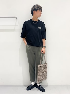 メンズパイソン柄ワイドパンツカジュアルおしゃれ着回し yohji yamamoto - Y's for men | COTTON LINEN VIYELLA WIDE