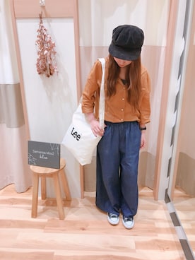 「Samansa Mos2 blue（サマンサモスモスブルー）のアイテム（キャスケット）」を使った、ayaka＊さん（レディース・158cm）の夏コーディネート