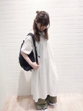 「アイテム（バンダナ/スカーフ、ホワイト系）」を使った、ayaka＊さん（レディース・158cm）の春コーディネート