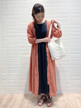 「Samansa Mos2 blue（サマンサモスモスブルー）のアイテム（ワンピース、オレンジ系）」を使った、ayaka＊さん（レディース・158cm）の夏コーディネート