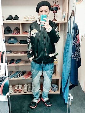 「HOUSTON（ヒューストン）のアイテム（その他アウター）」を使った、yusuke さん（メンズ・170cm）の冬コーディネート