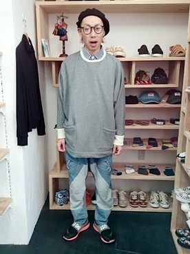 「masterkey（マスターキー）のアイテム（スウェット）」を使った、yusuke さん（メンズ・170cm）の冬コーディネート