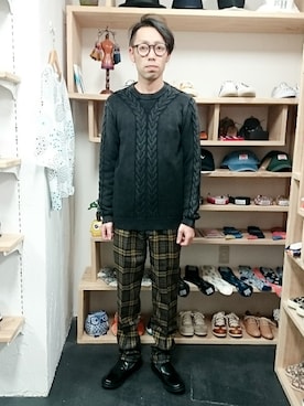 「LiSS（リス）のLiSS リス stone wash crewneck KNIT (ユニセックス)（ニット/セーター）」を使った、yusuke さん（メンズ・170cm）の冬コーディネート