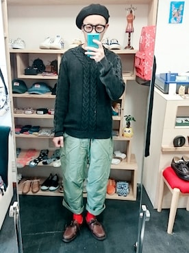 「アイテム（モカシン/デッキシューズ）」を使った、yusuke さん（メンズ・170cm）の春コーディネート