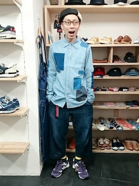 「STORES.jp（ストアーズドットジェーピー）のアイテム（シャツ/ブラウス）」を使った、yusuke さん（メンズ・170cm）の春コーディネート