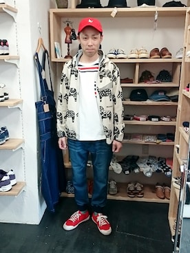 「go slow caravan（ゴースローキャラバン）のアイテム（その他アウター）」を使った、yusuke さん（メンズ・170cm）の春コーディネート