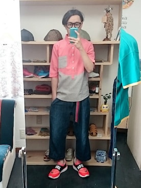 「STORES.jp（ストアーズドットジェーピー）のアイテム（シャツ/ブラウス）」を使った、yusuke さん（メンズ・170cm）の夏コーディネート