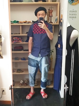 「STORES.jp（ストアーズドットジェーピー）のアイテム（シャツ/ブラウス）」を使った、yusuke さん（メンズ・170cm）の夏コーディネート