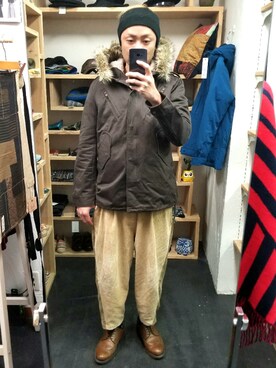 「masterkey（マスターキー）のアイテム（パンツ）」を使った、yusuke さん（メンズ・170cm）の冬コーディネート