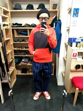 「masterkey（マスターキー）のアイテム（パンツ）」を使った、yusuke さん（メンズ・170cm）の冬コーディネート