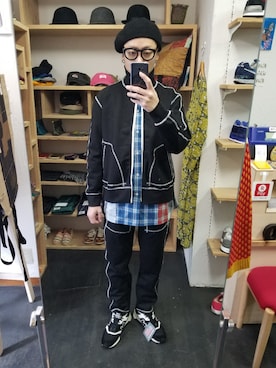 「アイテム（ジャージ）」を使った、yusuke さん（メンズ・170cm）の冬コーディネート