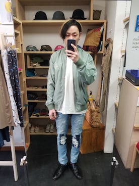 「アイテム（ブルゾン、その他）」を使った、yusuke さん（メンズ・170cm）の春コーディネート