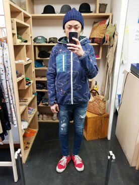 「go slow caravan（ゴースローキャラバン）のアイテム（その他アウター）」を使った、yusuke さん（メンズ・170cm）の春コーディネート