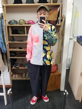 「ROUND HOUSE（ラウンドハウス）のアイテム」を使った、yusuke さん（メンズ・170cm）の春コーディネート