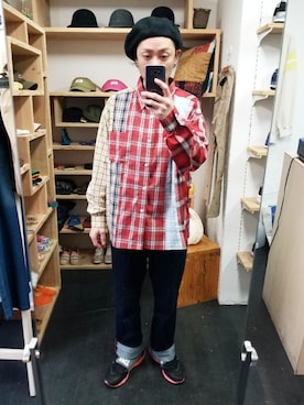 「STORES.jp（ストアーズドットジェーピー）のアイテム（シャツ/ブラウス）」を使った、yusuke さん（メンズ・170cm）の春コーディネート