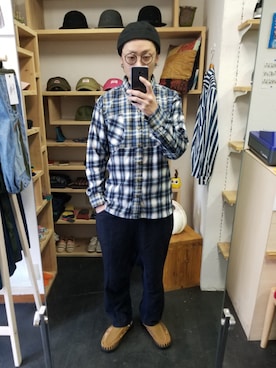 「STORES.jp（ストアーズドットジェーピー）のアイテム（シャツ/ブラウス）」を使った、yusuke さん（メンズ・170cm）の春コーディネート