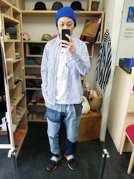 「STORES.jp（ストアーズドットジェーピー）のアイテム（シャツ/ブラウス）」を使った、yusuke さん（メンズ・170cm）の春コーディネート