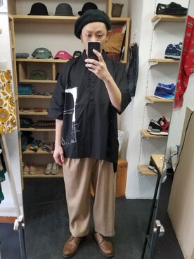 「STORES.jp（ストアーズドットジェーピー）のアイテム（シャツ/ブラウス）」を使った、yusuke さん（メンズ・170cm）の春コーディネート