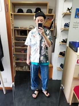 「STORES.jp（ストアーズドットジェーピー）のアイテム（シャツ/ブラウス）」を使った、yusuke さん（メンズ・170cm）の夏コーディネート