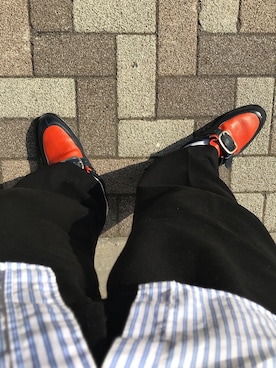 「アイテム（ローファー、オレンジ系）」を使った、NAOさん（メンズ・174cm）の春コーディネート