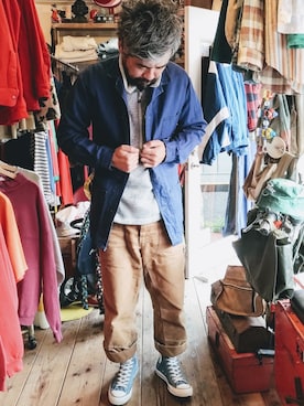 「アイテム（カバーオール）」を使った、ataco garageさん（メンズ・173cm・30代）の秋コーディネート