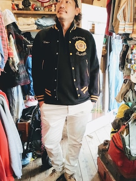 「アイテム（スタジャン）」を使った、ataco garageさん（メンズ・173cm・30代）の秋コーディネート