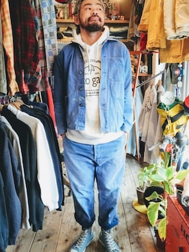 「アイテム（カバーオール）」を使った、ataco garageさん（メンズ・173cm・30代）の春コーディネート