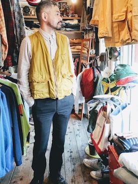 「アイテム（ベスト）」を使った、ataco garageさん（メンズ・173cm・30代）の春コーディネート