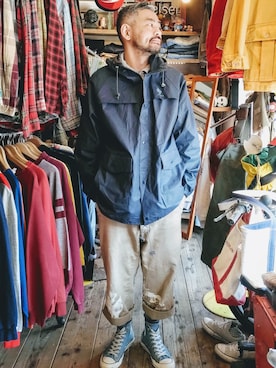 「80s」｜「アイテム（ナイロンジャケット）」を使った、ataco garageさん（メンズ・173cm）の春コーディネート