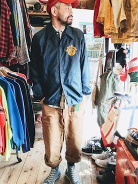 「Champion（チャンピオン）のアイテム（ナイロンジャケット）」を使った、ataco garageさん（メンズ・173cm）の春コーディネート