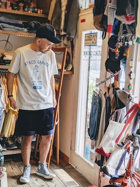 「Ocean Pacific（オーシャンパシフィック）のアイテム（パンツ）」を使った、ataco garageさん（メンズ・173cm）の夏コーディネート