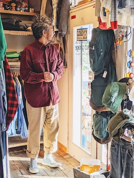 「シャモアクロスシャツ」｜ataco garageさん（メンズ・173cm）の秋コーディネート